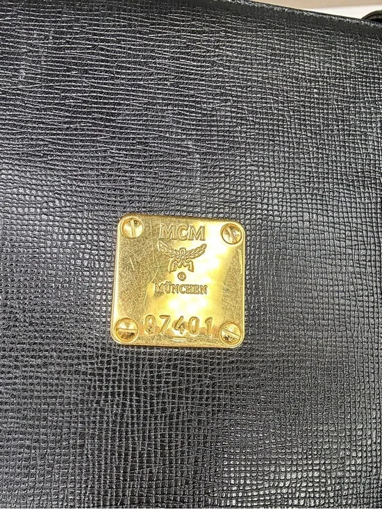 MCM Leather Bucket Tote Black Gold Hardware Structured Mini Tote Luxury Vintage - Picture 11 of 16